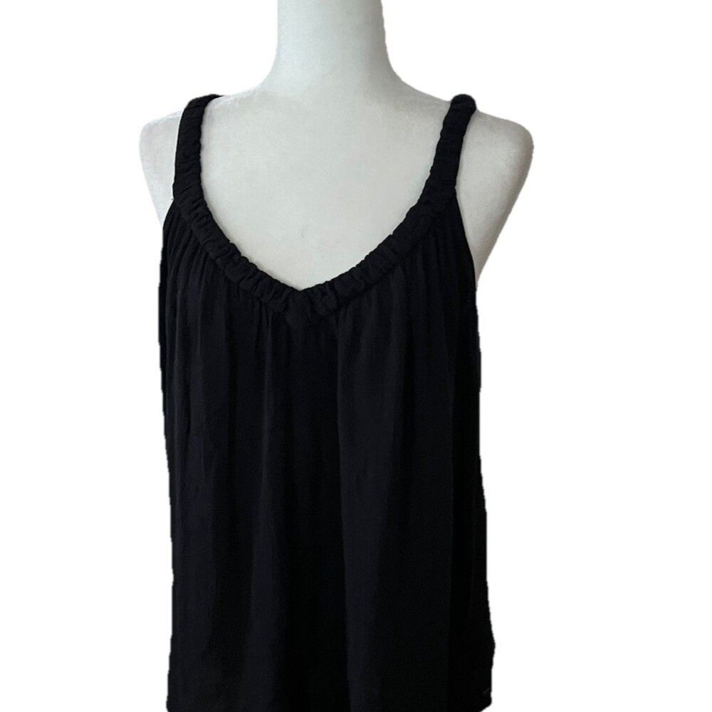 ROXY Relaxed Fit V-neck Tank Light Weight Viscose Medium Black Surf Beach Summer